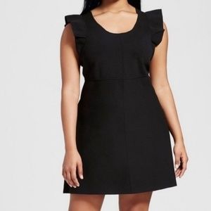 Victoria Beckham X Target Women's Black Ruffle Sleeve Knit Dress